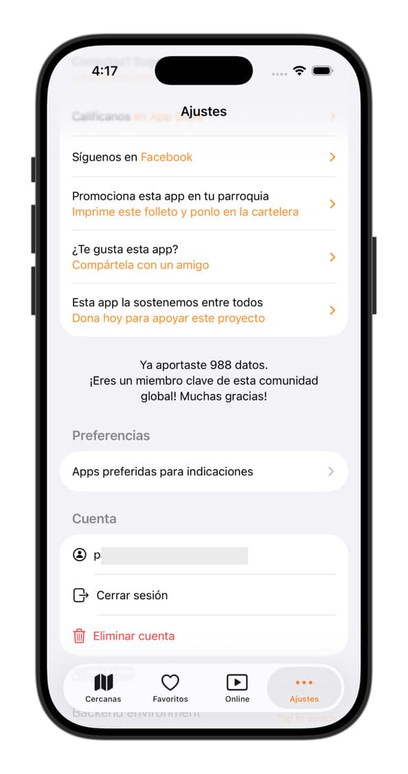 Ajustes 2 -App Horarios de Misa - Horarios de Misa