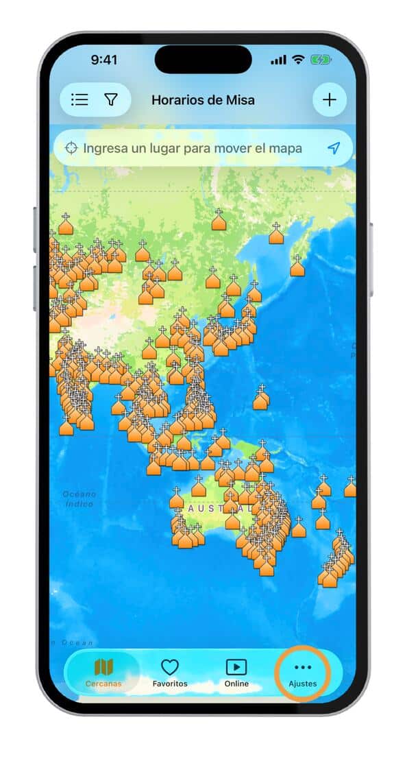 App Horarios de Misa - Ajustes - Horarios de Misa