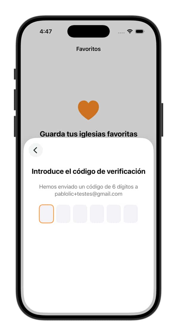 Código de verificación - App Horarios de Misa - Horarios de Misa