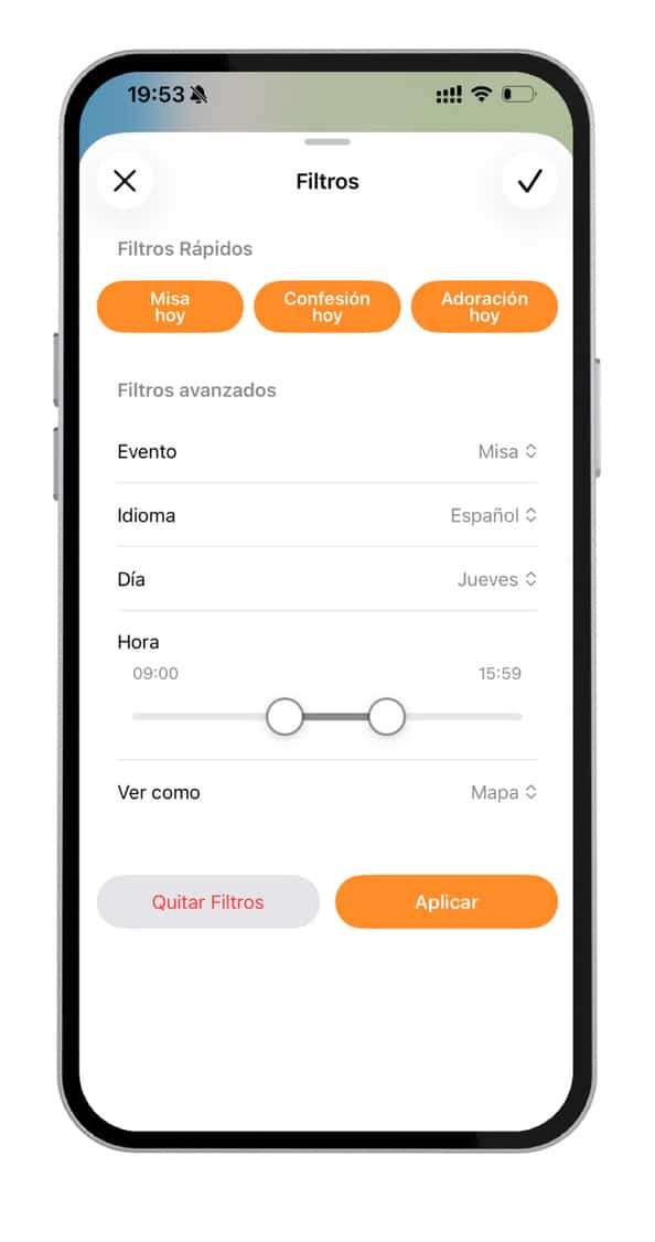 Combinaciones de Filtros - Horarios de Misa