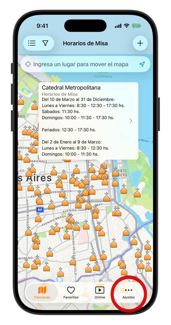 Ícono Ajustes- App Horarios de Misa - Horarios de Misa