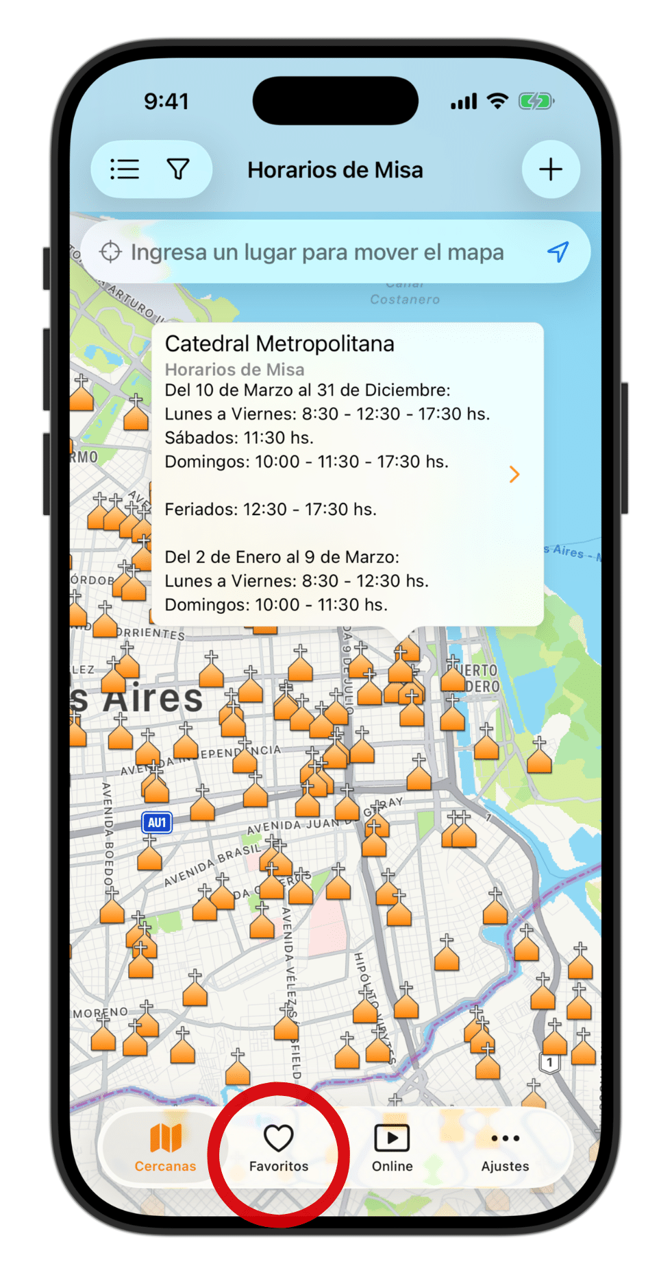 Ícono Favoritos- App Horarios de Misa - Horarios de Misa