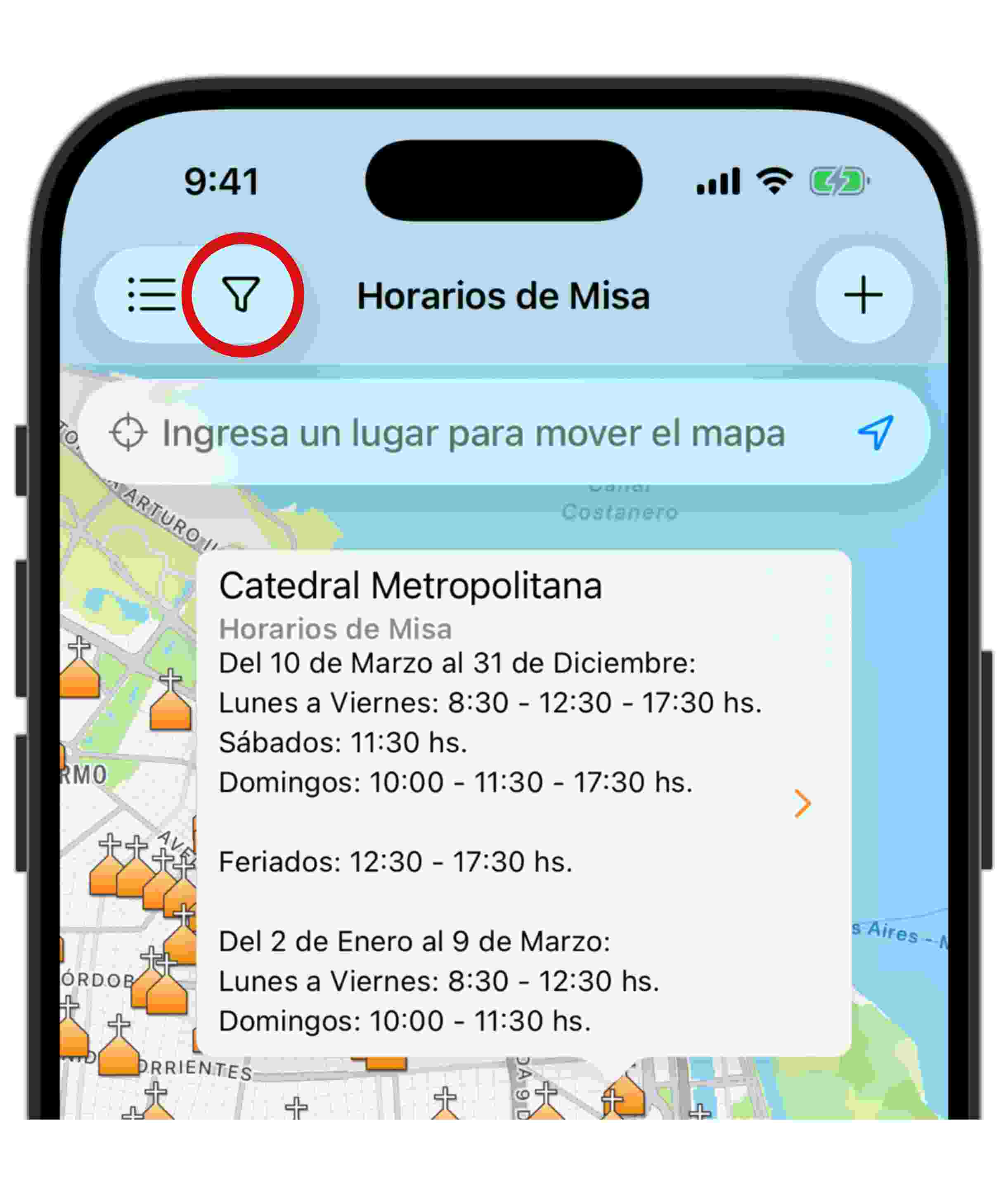Ícono Filtros - App Horarios de Misa - Horarios de Misa