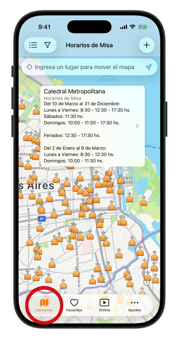 Ícono cercanas - App Horarios de Misa - Horarios de Misa
