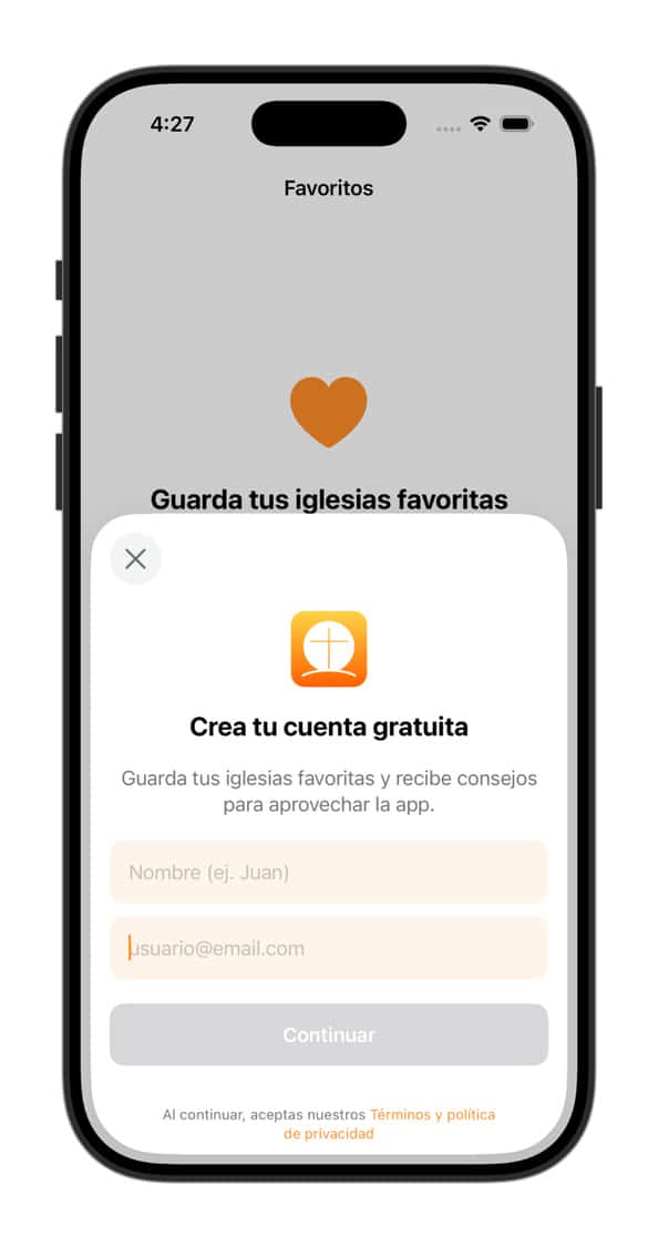 Iniciar sesión - App Horarios de Misa - Horarios de Misa