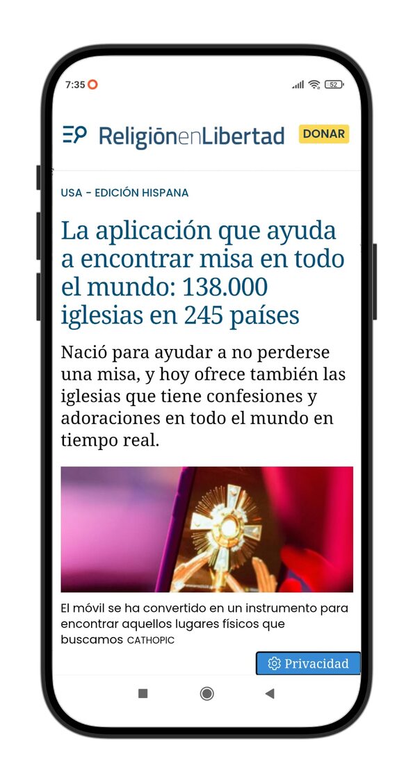Nota - Horarios de Misa en Religión en Libertad